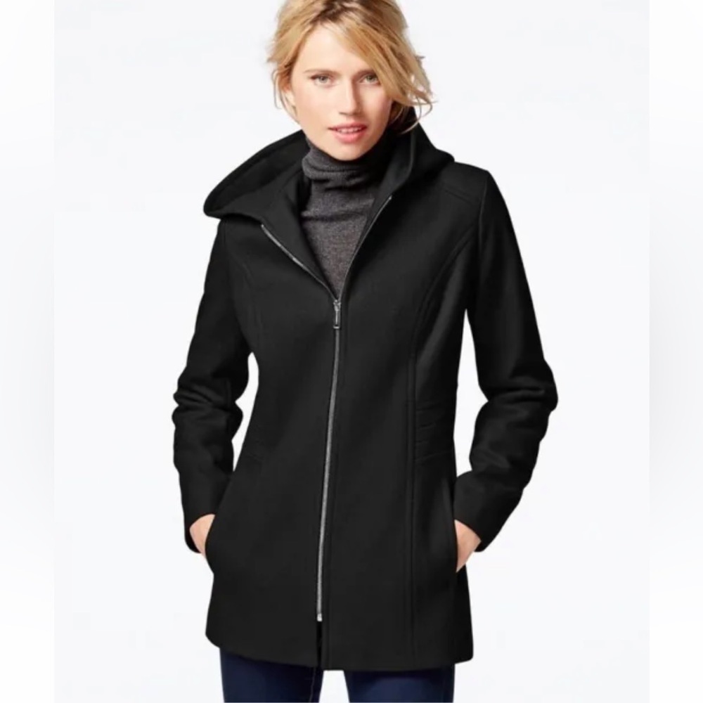 London Fog Wool Blend Coat, Black